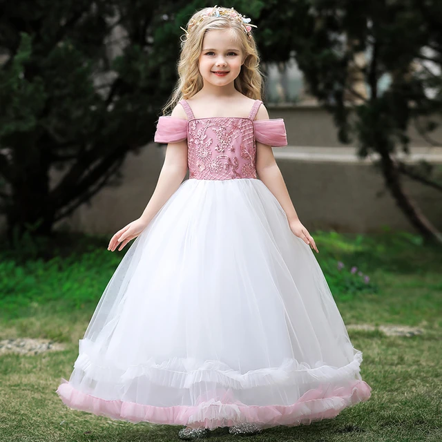 Kids Sequins Evening Bridesmaid Clothes For Girls Children Costume Lace  Princess Long Girl Party Porn Dress 13 14 10 12 Years - AliExpress