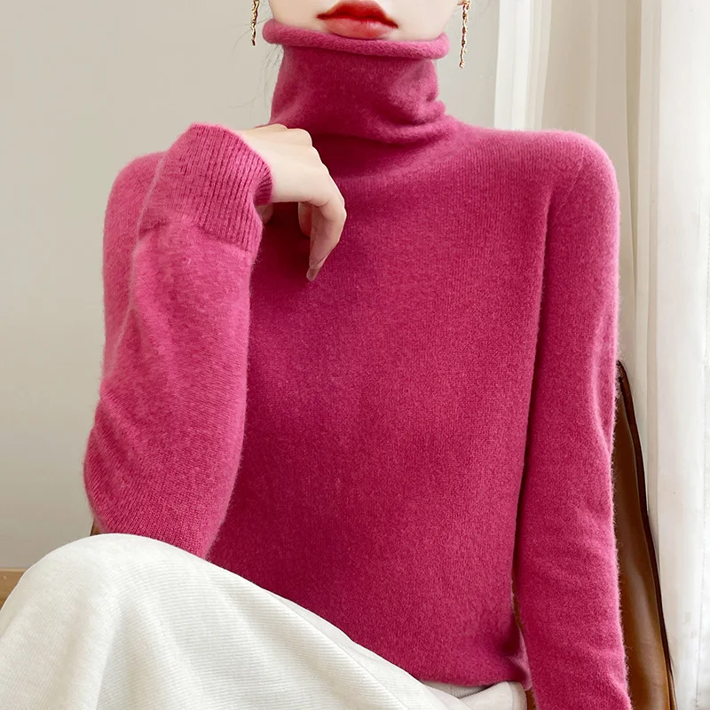 2024 New Autumn/Winter Women's Stacked Collar Cashmere Hoodie Long Sleeve Soft and Warm, Available in Multiple Colors 6