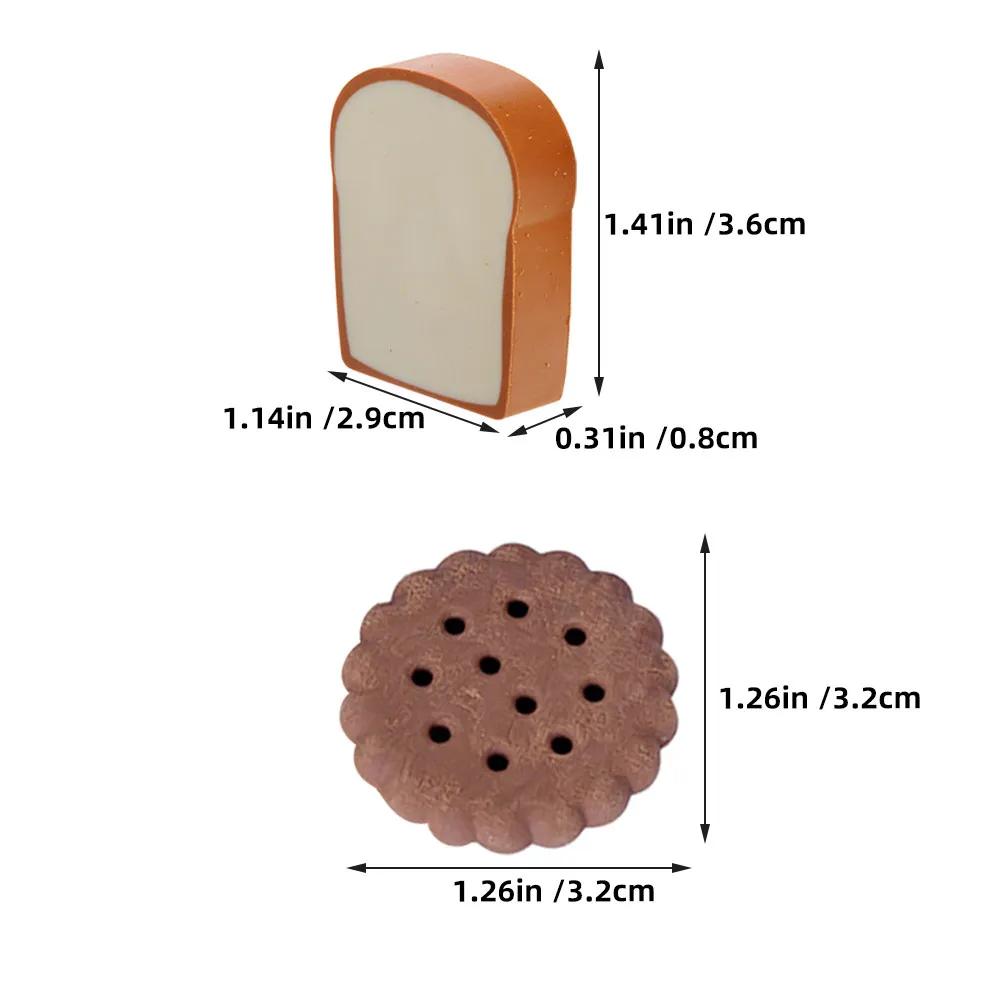 1세트 비스킷 토스트 모양 지우개 음식 모양 고무 지우개 교실 보상 파티 선물 음식 장식 휴일 파티 선물
