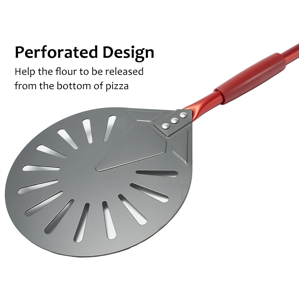 Onilini 12/13/14 inch Pizza Peel with 9 inch Pizza Turning Peel Perforated Shovel Hard Anodized Paddle Aluminum Handle