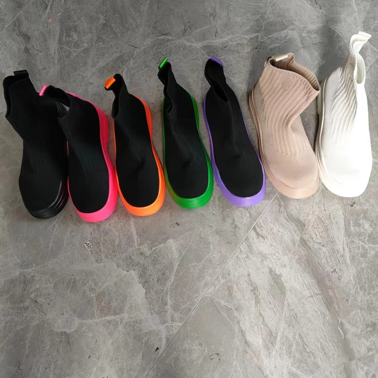 2023 Style Stretchy Fabric Winter Boots Women Shoes Slip on Chunky Platform Heel Ankle Chelsea Fall Boots Womens