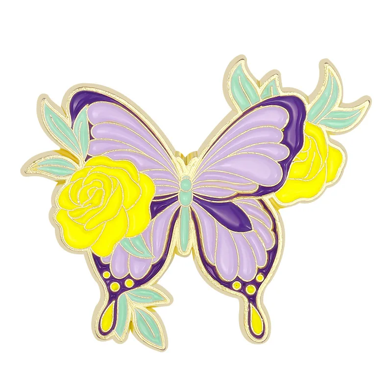 Blauw geëmailleerde vlinderbroche: gouden insectenspeld