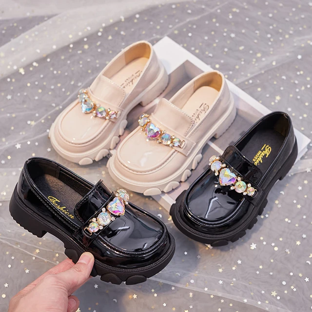 shampoo Ledelse bibliotek 2023 New Girls Shoes casual children loafers Fashion Diamond Soft Sole  Rubber Anti-slip Princess Leather Shoes Kids Lolita Flats - AliExpress