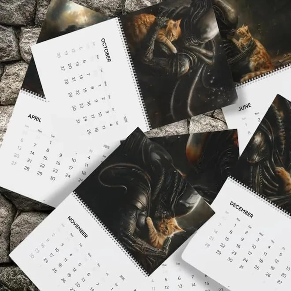 2026 New Alien Cat Calendar Creative Design Calendar Home Decor Schedule Time Tool Gift For Cat Lovers 12-Month Calendar