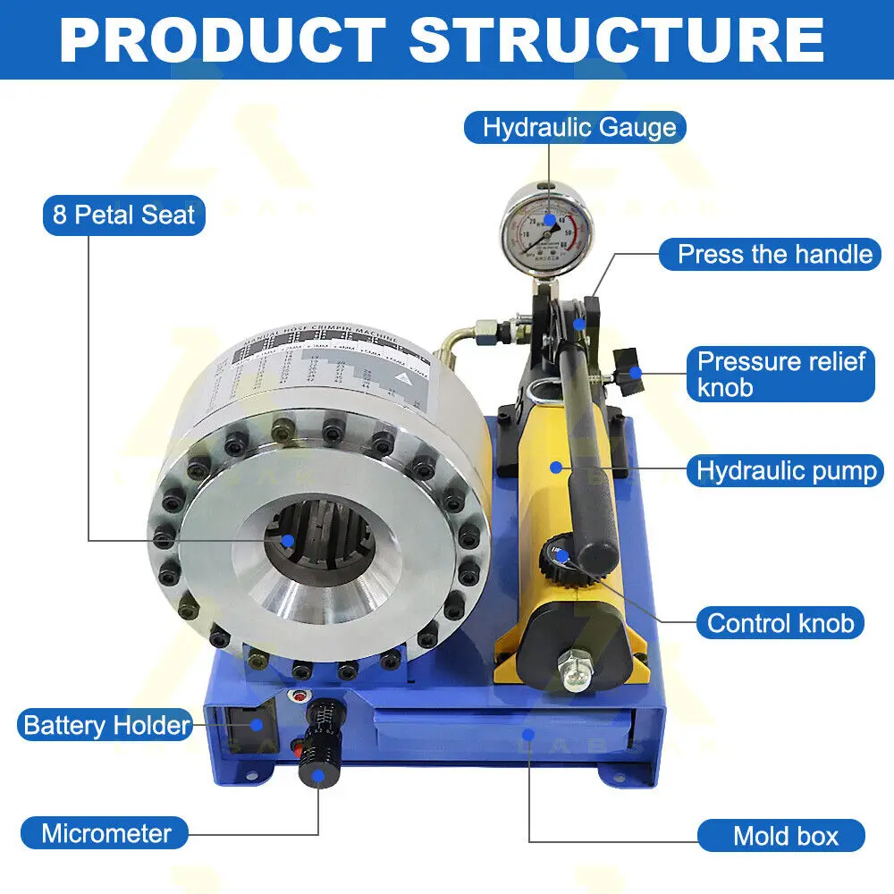 BNT30A 1/8-1 inch Portable Manual hydraulic hose crimper machine with 8 sets of dies 6
