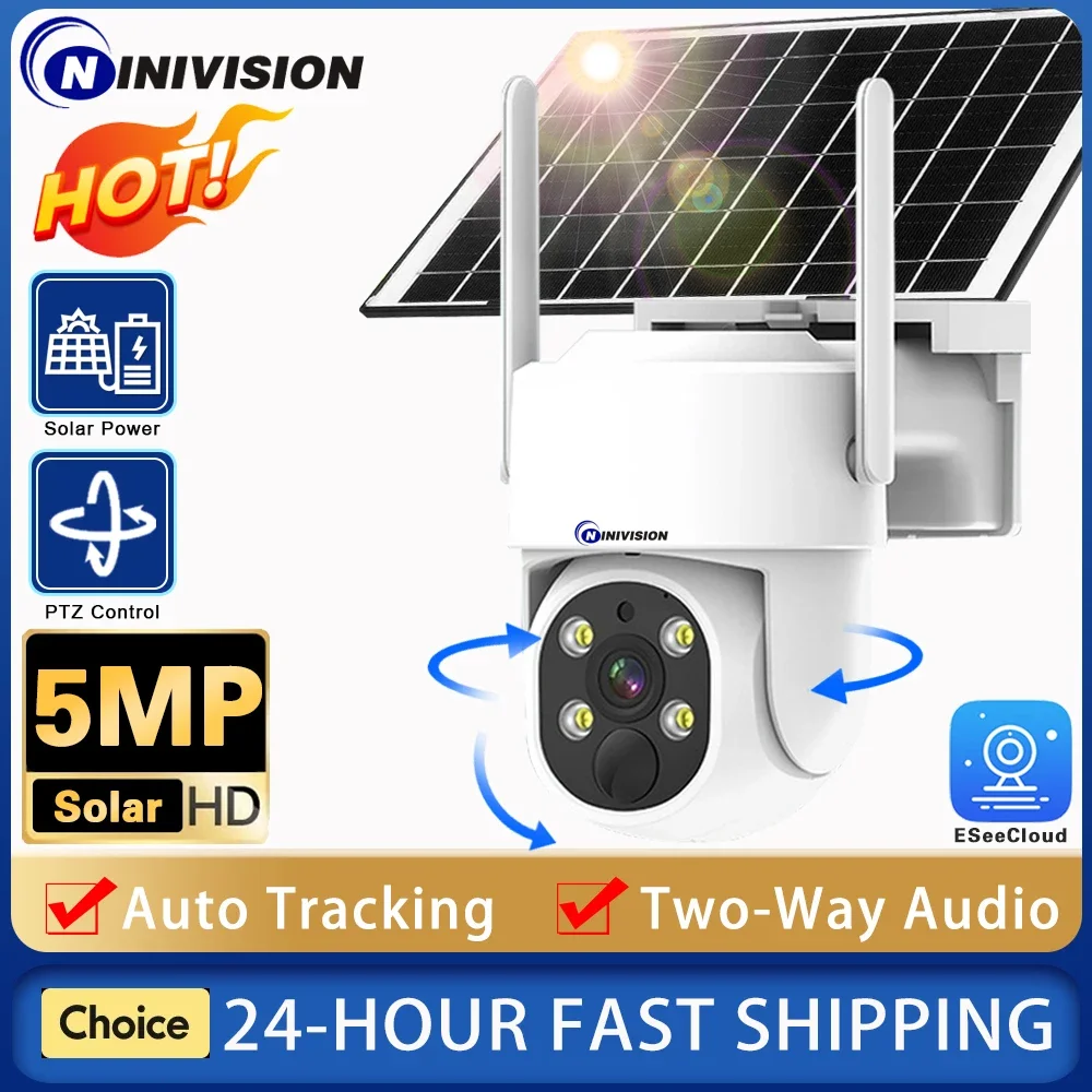 

5MP WIFI Solar Camera Auto Tracking Wireless WIFI PIR Low Power with Battery Smart Home CCTV Surveillance IP Cameras EseeCloud