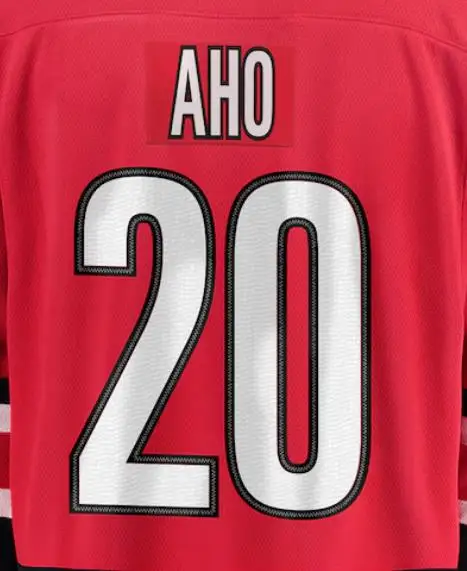 Maillot de hockey de Caroline cousu, nom n ° 20 Sebastian Aho 24 Seth Jarvis, haute qualité, vente en gros