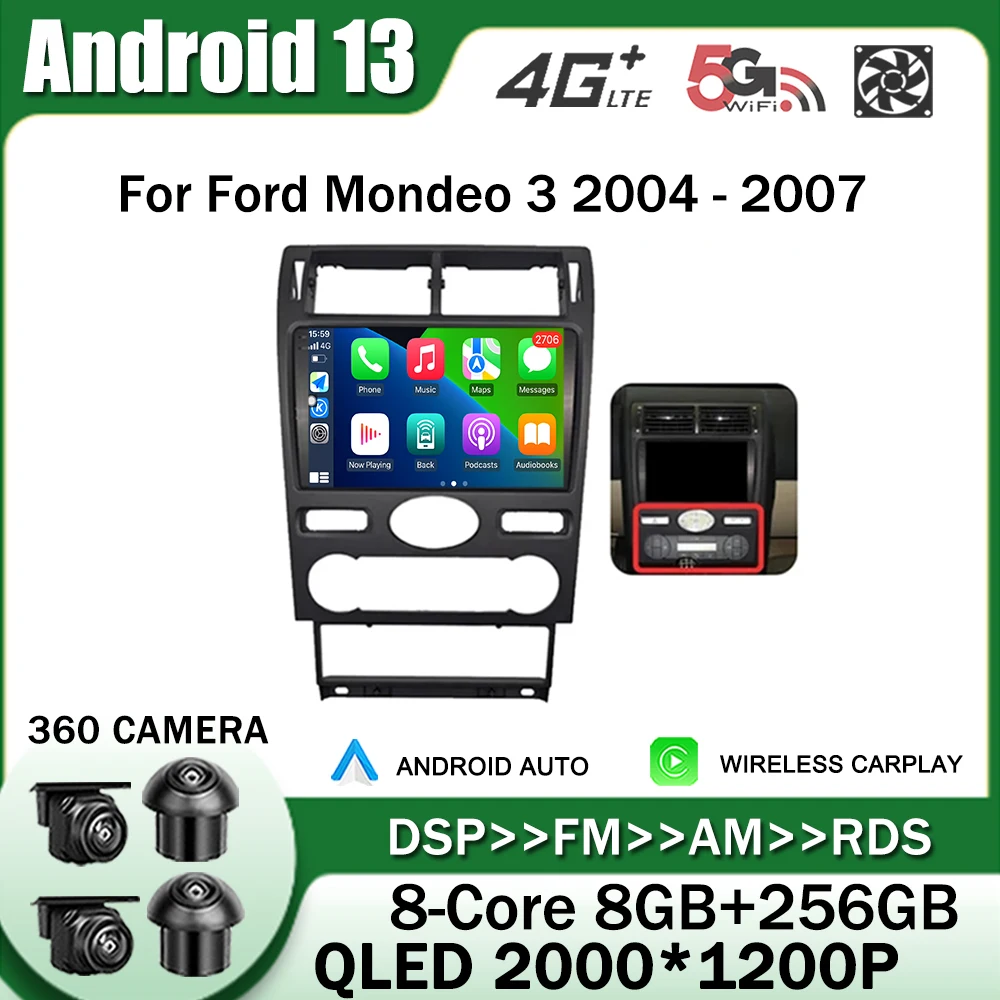 

for Ford Mondeo 3 2004 - 2007 9" Android 13 Car Radio Multimedia Player GPS Navigation Auto Carplay No 2Din 2 Din DVD