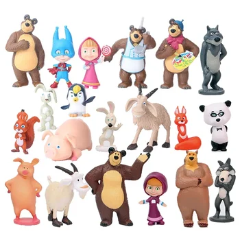 2024 NEW 10Pieces Masha and the Bear Action Figure Anime Model Cartoon Toys For Friends gifts