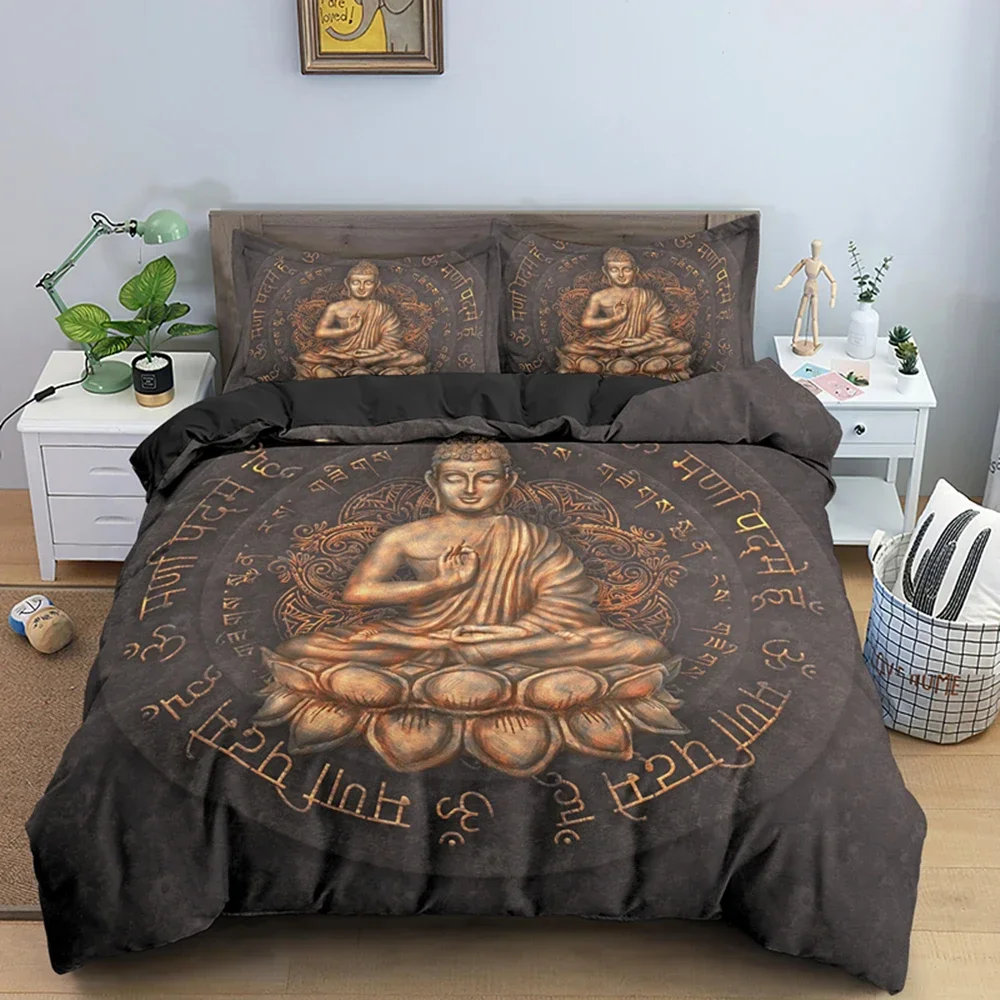 Family Buddha Bedding Set Mandala Quilt Cover Luxury Twin King Size Bed Sets Bohemian Bedclothes 2/3pcs With Pillowcase