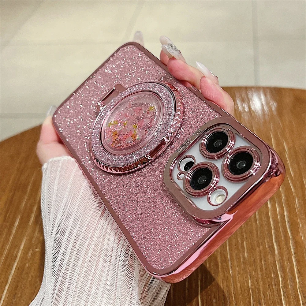 Bling Glitter Magnetic Phone Case For Iphone With Magsafe Holder_voghion.com