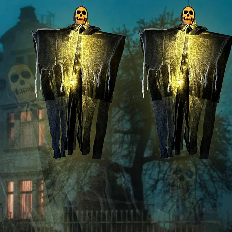 Halloween Glowing Skull Hanging Skeleton 3