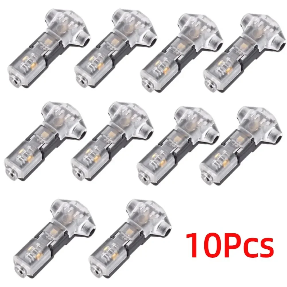 10Pcs T형 저전압 와이어 커넥터 T1/T2 스트리핑이 필요하지 않음 퀵 커넥터 와이어 커넥터 솔더리스 플러그형
