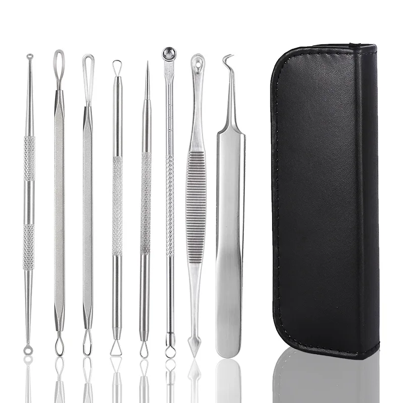 8 Stks/set Meeëter Comedo Acne Puistje Comedondrukker Tool Lepel Voor Gezicht Huidverzorging Naalden Facial Pore Cleaner |