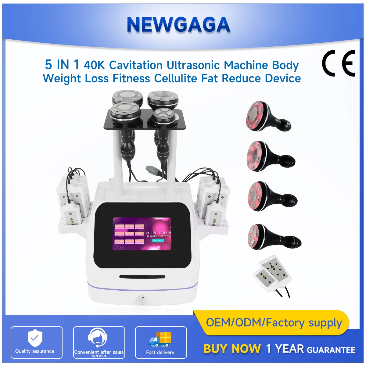 NEWGAGA RF Ultrasonic Cavitation Body Shaping Massage 5 in 1 40K Fat Burner Vacuum Machine Lipo Laser Skin Care Beauty Machine