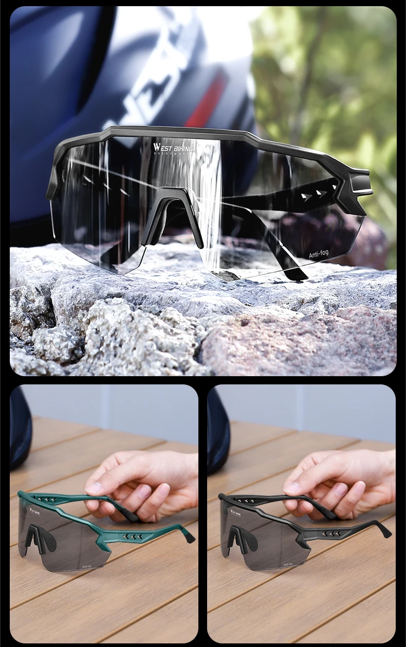 West Biking Anti-Fog Fahrrad brille photo chrome Sonnenbrille Männer Frauen MTB Fahrrad brille Radfahren Fahren UV400 Sport brillen – Detail 22