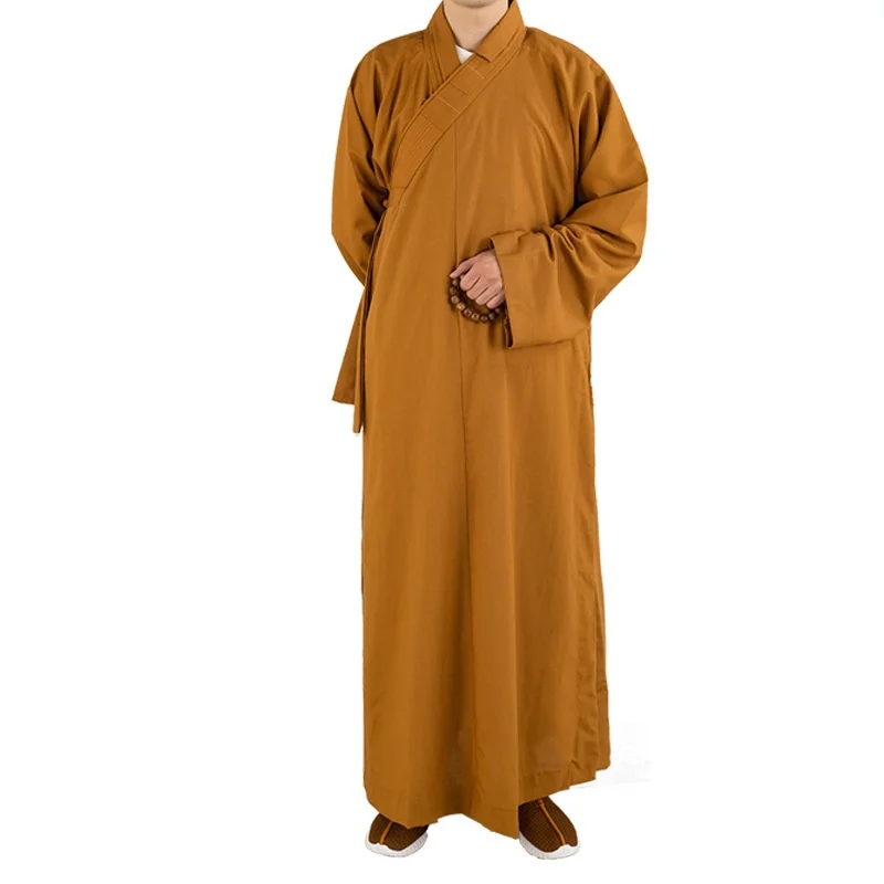 Traditional Chinese Buddhist Clothing Buddhism Monk Clothing for Adults Men Haiqing Meditation Gown 4 Colors Long Robes