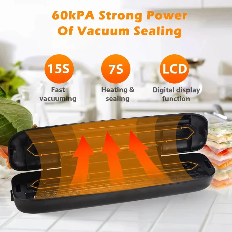 2026 Household Vacuum Sealing Machine Automatic Portable Kitchen Food Preservation Compression Package Plastic Sealing Machine 5