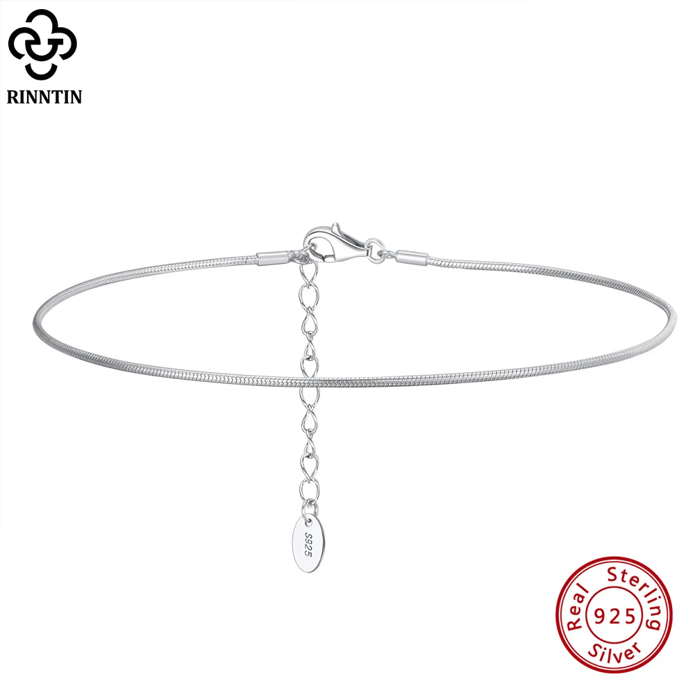 Rinntin 1.0mm Snake Chain Anklet for Women 925 Sterling Silver Fashion Summer Beach Foot Chain Bracelet Anklets Jewelry SA23