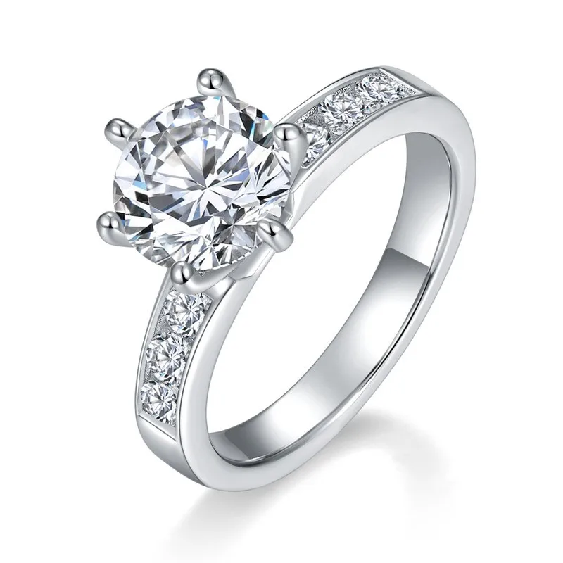 

R3-0129Lefei Fashion Luxury Trend Simple Classic White Moissanite 2 CT Round Ring For Women s925 Silver Party Jewelry Charm Gift