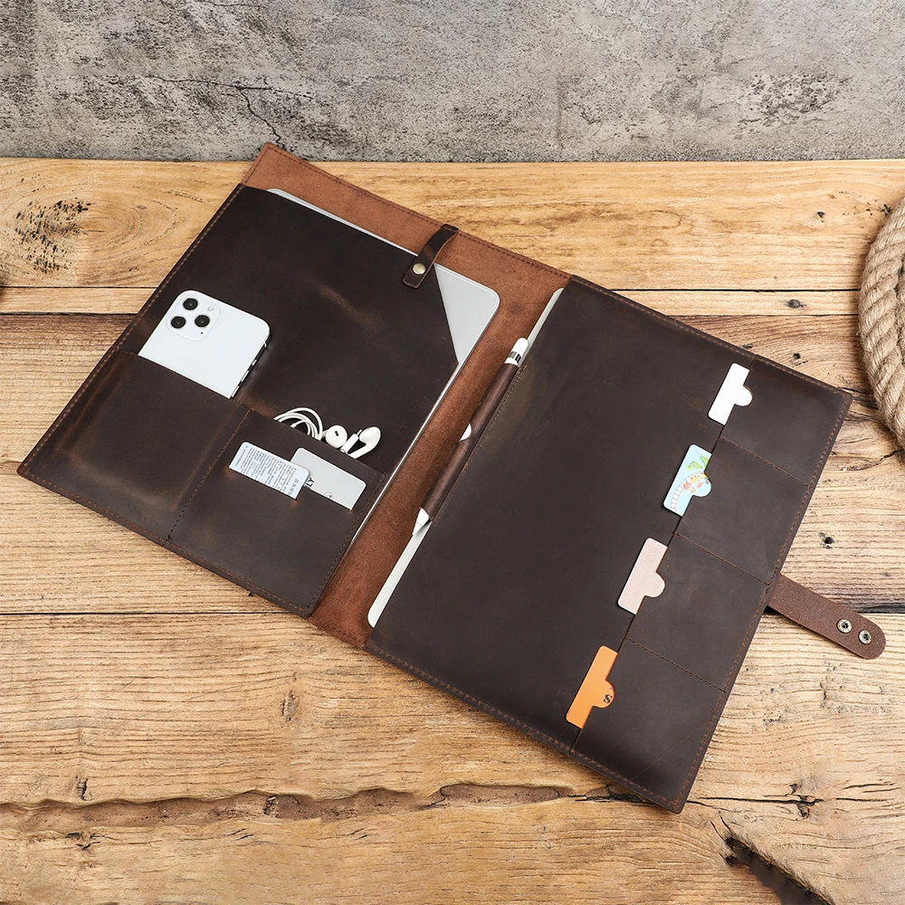 Capa do Portátil Manga para Macbook Pro ar 13.3 Polegada Ipad Pro 12.9 Case a4 Documento de Couro Capa para Portátil Case Telefone Grande Capacidade - Imagem 6