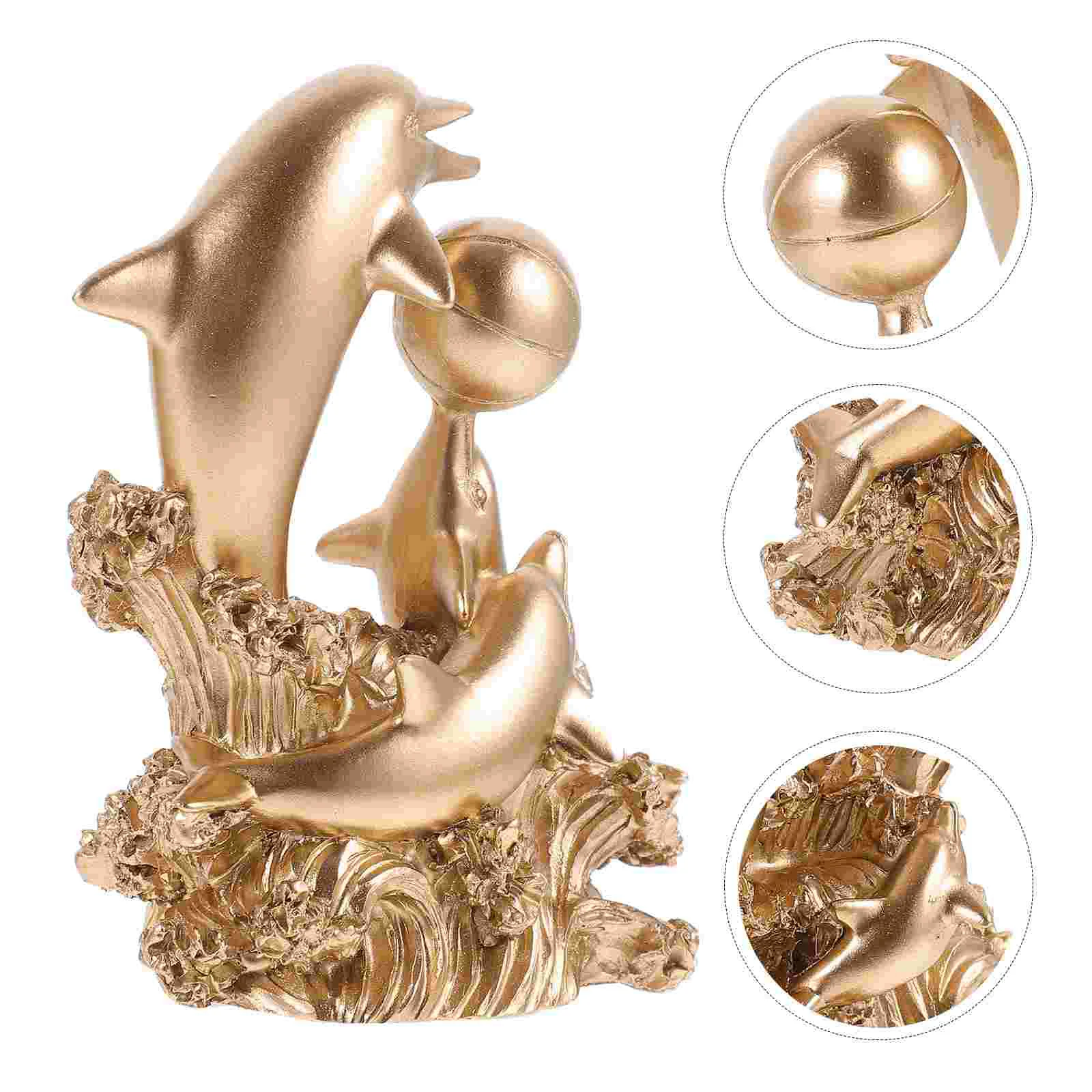 

Dolphins Ornament Sculptures Figurines Desktop Statue Resin Decor Sea Animal Tabletop Craft