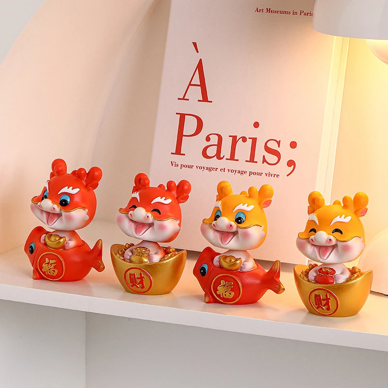 

Year Of The Dragon Festive Dragon Cute Bobblehead Ornaments Cartoon Creative Desktop Decorations New Year's Day New Year Gift