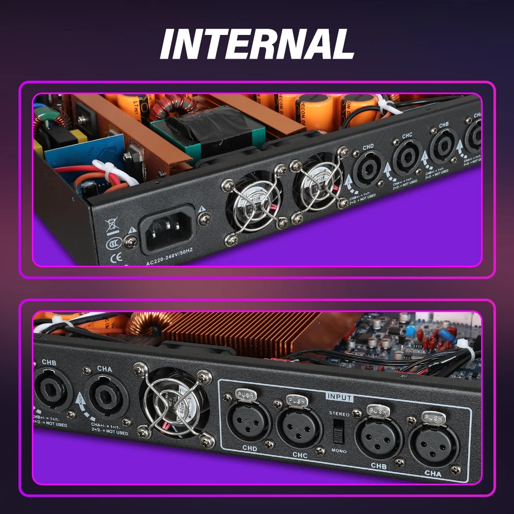 DGNOG PA41000 4옴 1300W*4 프로페셔널 4채널 디지털 앰프 1U DJ 오디오 디지털 앰프 스테이지 공연용 앰프
