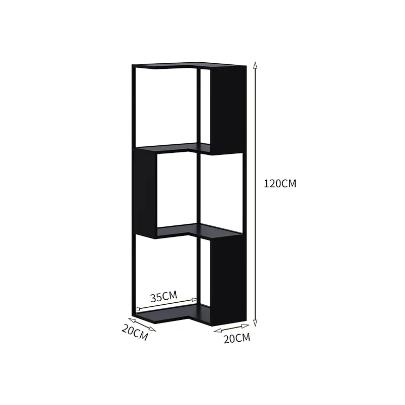 Household living room multi-layer wrought iron bookcase storage rack floor-to-ceiling modern simple vertical corner bookshelf sh