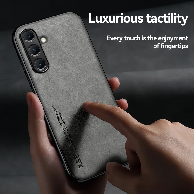 Vintage Magnetic Suede Leather Shockproof Matte Silicone Case Cover