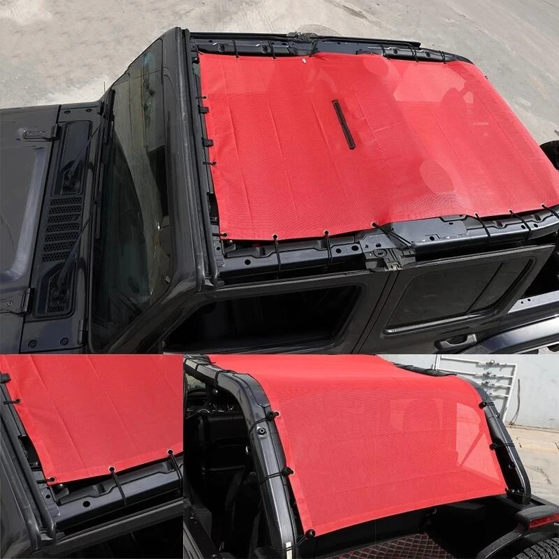 4 Doors Roof Mesh Bikini Top Sunshade Cover Net for Jeep Wrangler JL 2018 2019 2020-2023 UV Protect Heat Insulation Accessories