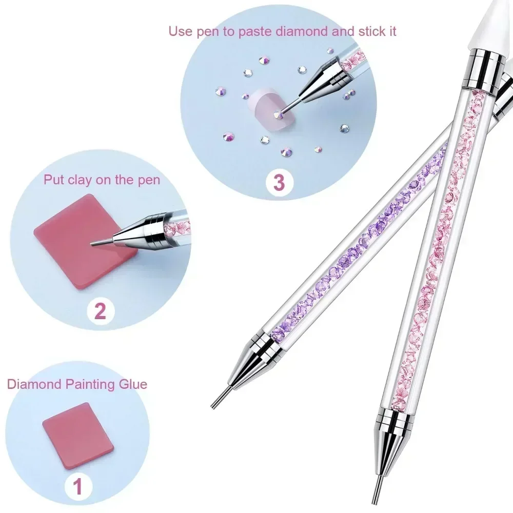 1Pc Double Head Nail Drill Pen Dual Purpose Rhinestone Crayon Nails Art Pen Diamante Picker Crystal Applicator Manicure Tool 네일 4