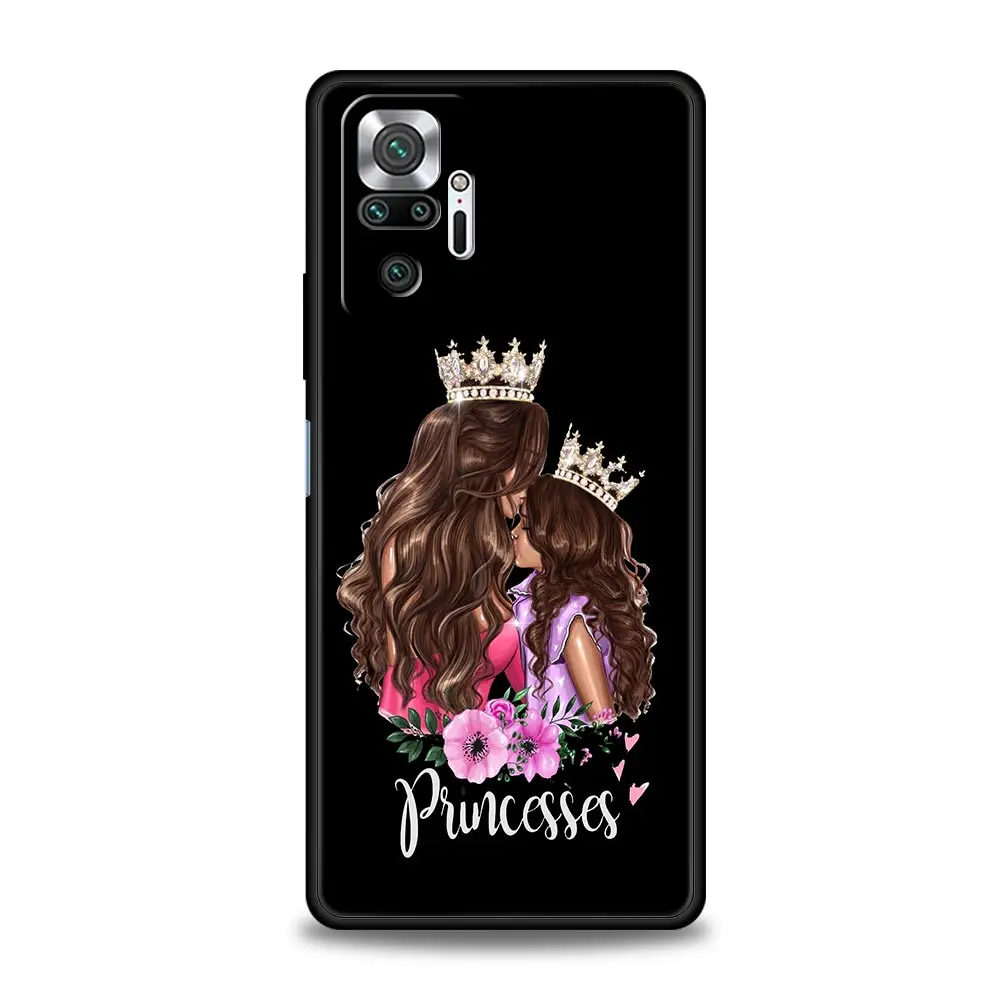 Stylish Black Brown Hair Mom and Baby Girl Phone Case Cover