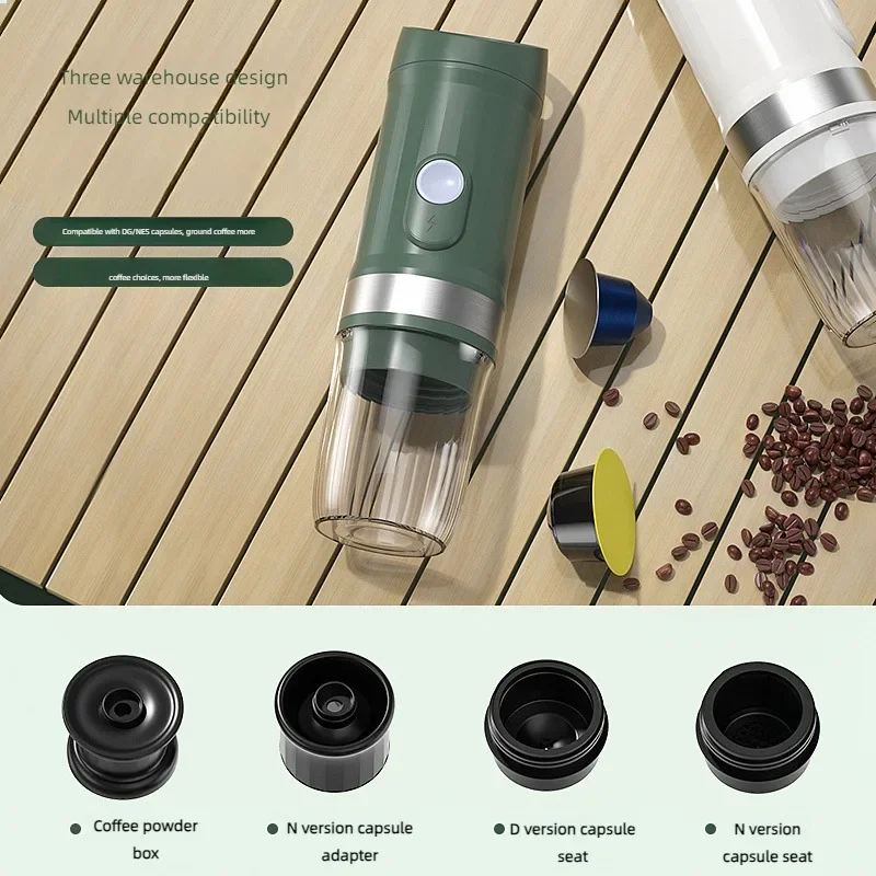 New Portable Capsule Coffee Machine 3-in-1 Multi-capsule Warehouse Fully Automatic Coffee Machine Heating Travel Coffee Machine 4