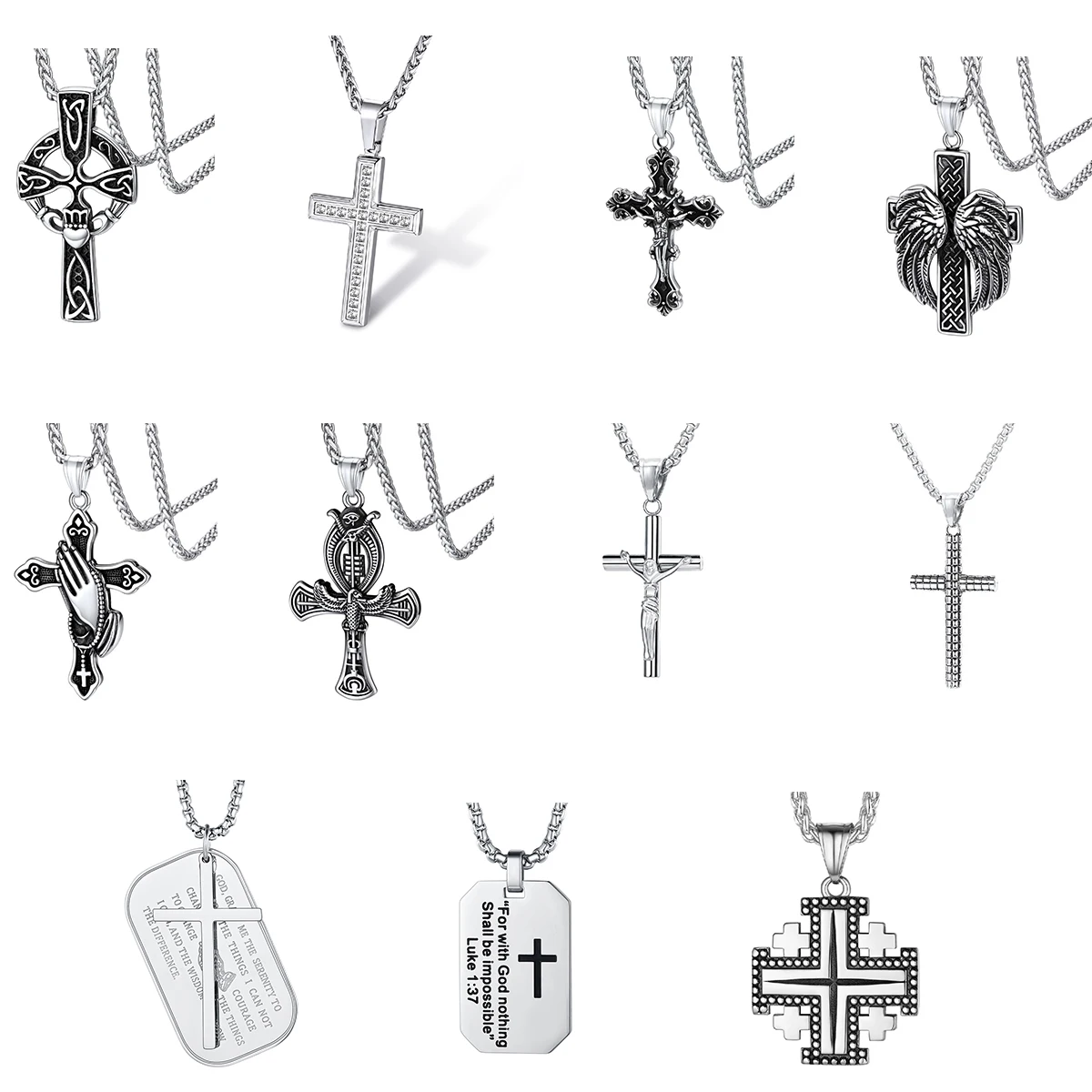 Christian Cross Prayer Necklace Jewelry