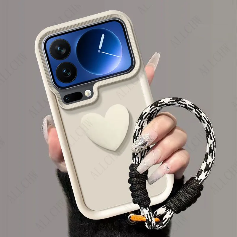 3D Love Heart Hand Strap Full Package Phone Case Cover
