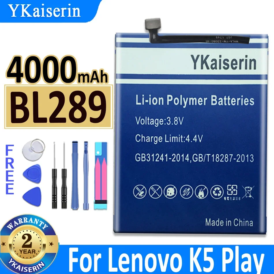 

New BL289 4000mAh YKaiserin Battery For Lenovo K5 Play L38011 Mobile Phone Replacement Batteries Bateria
