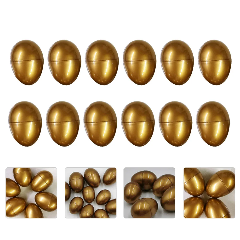 

12 Pcs Easter Eggs Childrens Toy Decorative Surprise Making Props Gift Packing Supplies Golden Toys Children's