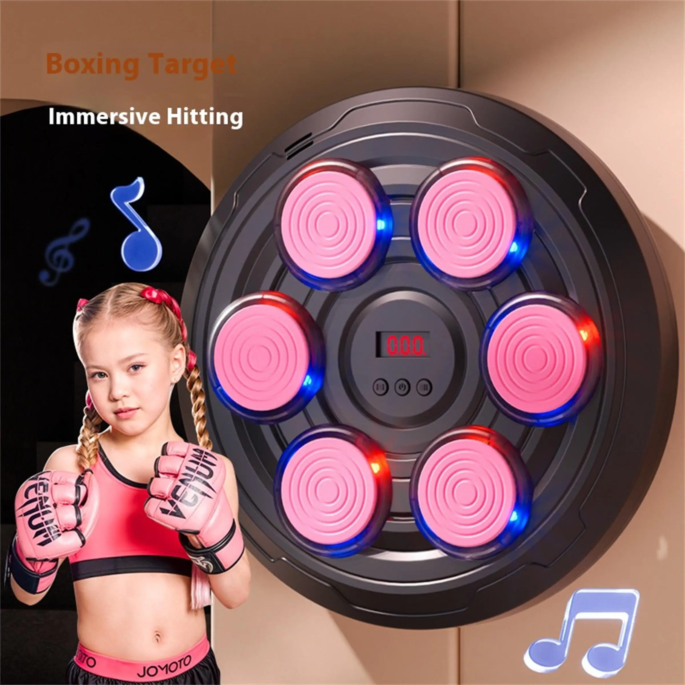 Music Boxing Toys Cross-Border Smart Music Boxing Target Light Rhythm Children's Electronic Boxing Machine Fitness Trainer