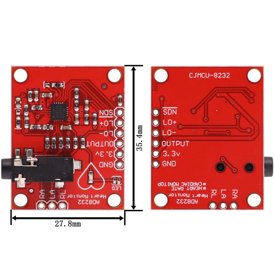 Módulo Sensor ECG AD8232 para Monitoreo de Pulso Cardíaco Compatible