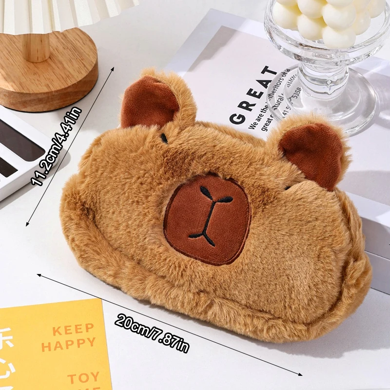 Capybara 봉제 연필 케이스, 화장품 가방, 기니피그 펜 파우치, 대용량 연필 가방, 학용품 문구 상자, 1PC