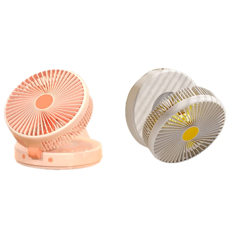 

USB Desktop Folding Fan Rechargeable Portable Mini Fan With Night Light Cooling For Office (A)