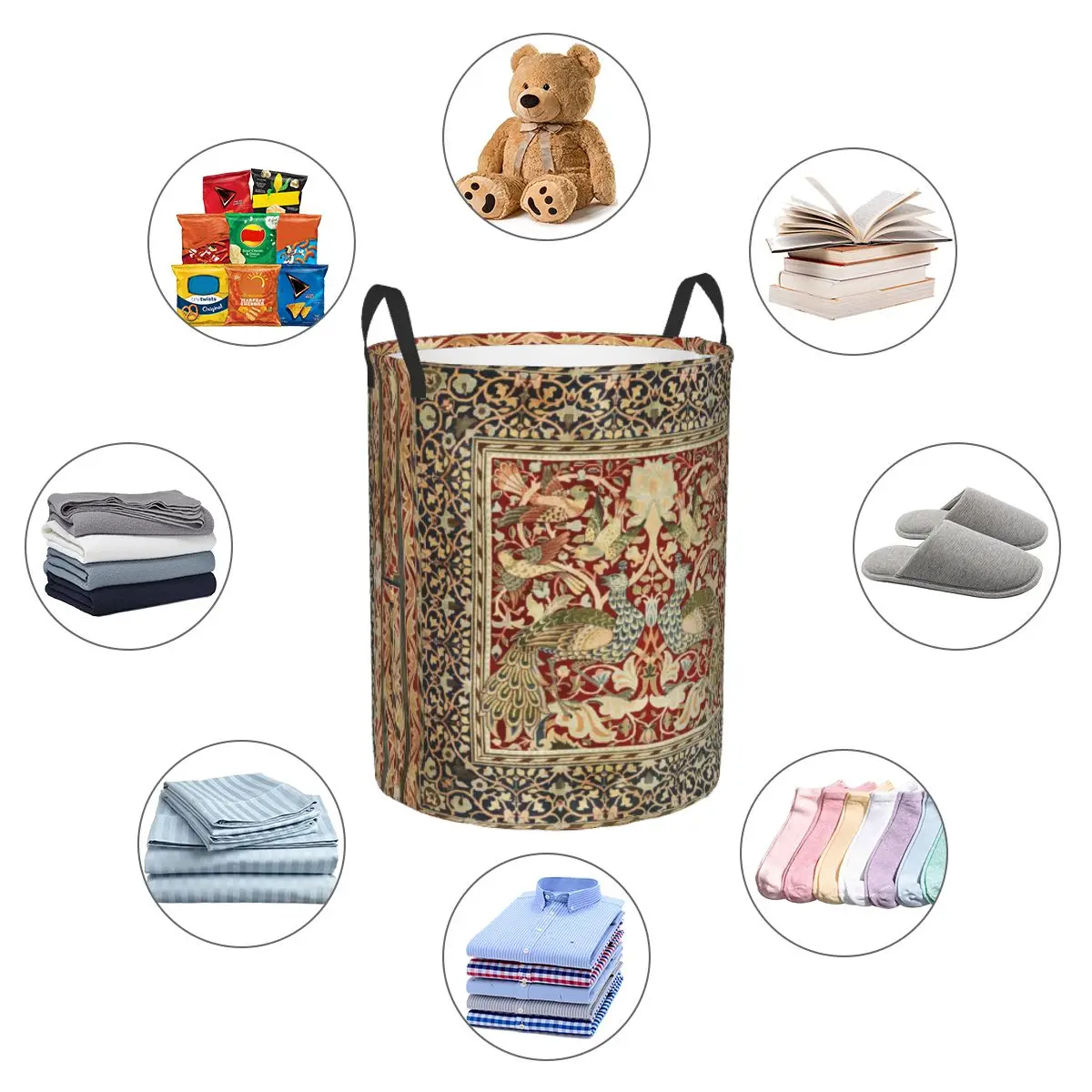 William Morris Vintage Laundry Hamper Large Clothes Storage Basket Floral Textile Pattern Toys Bin Organizer for Boy Girl