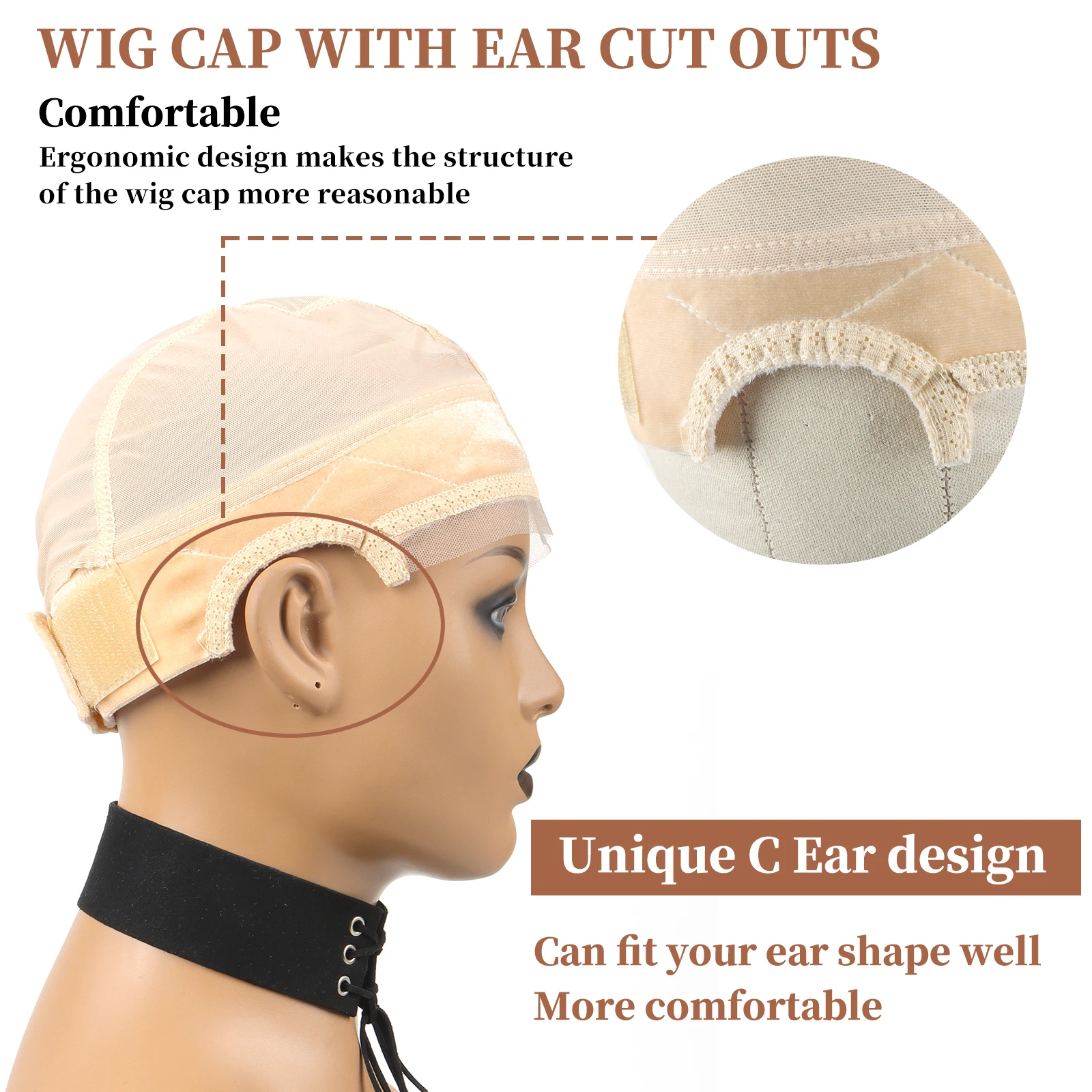 Wig Caps lace Wig Cap with Grip Band for Keeping Wigs in Place More Full Cap-wide Transparent Lace for Lace Front Wigs