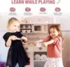 Rubud Wooden Play Kitchen with Realistic Accessories Toy Kitchen Set with Play Features Modern Style Toy Kitchen for Girls Boys 4
