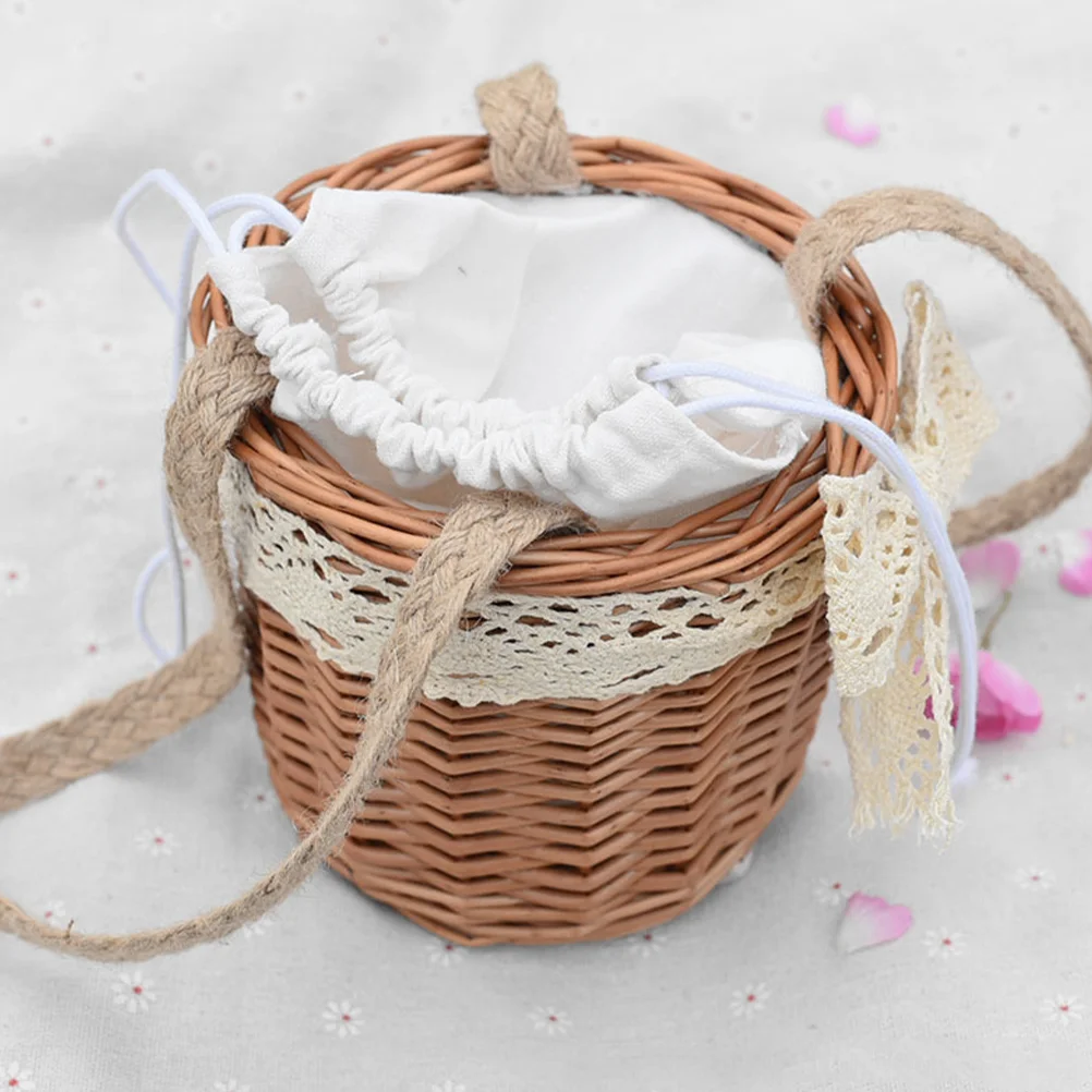 

Decorative Baskets for Home Flower Wedding Girl Rattan Woven with Handle Small Christmas