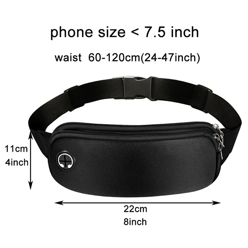Running Waist Bag for Phone Lightweight Waterproof Adjustable Cycling Belt Pouch Reflective Strip Invisible Sports Fanny Pack