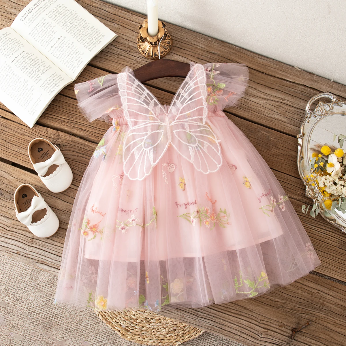 فستان بناتي صيفي من التول مطبوع عليه زهور فستان بناتي رائع لحفلات الزفاف فستان فتاة الزهور ملابس بناتي