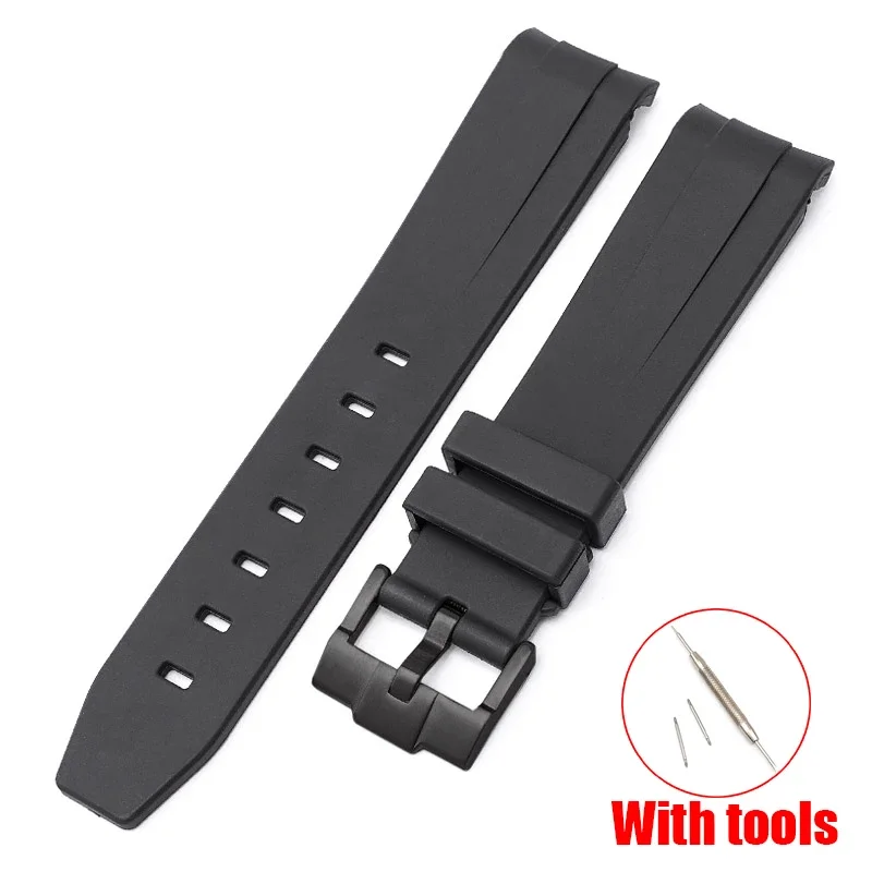 Curved End Silicone Sport Watch Band - Soft Rubber Strap 20mm