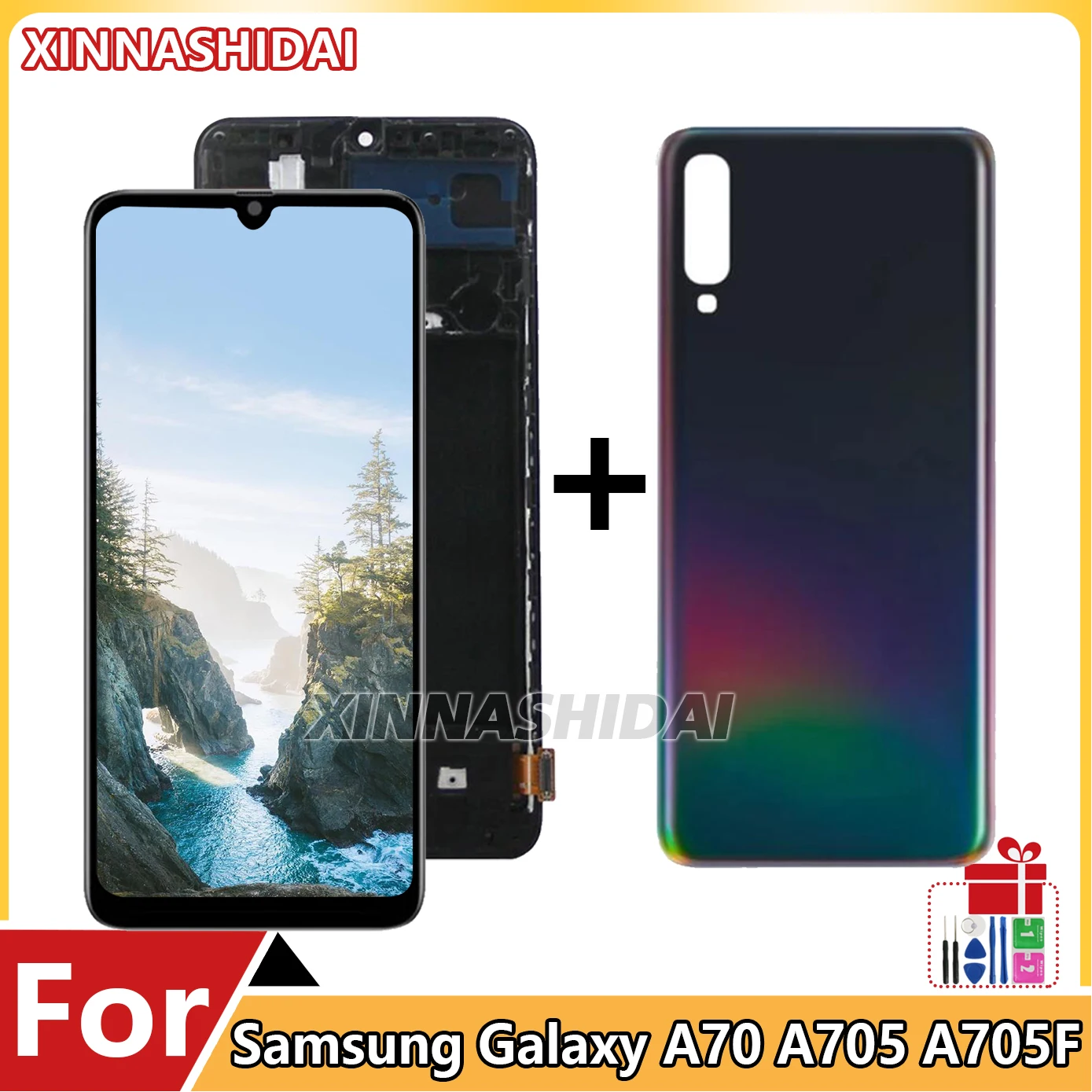 Дисплей A70 SM-A705F A705FN/DS для Samsung Galaxy A70, ЖК-дисплей, сенсорный экран, дигитайзер в сборе, Замена с рамкой